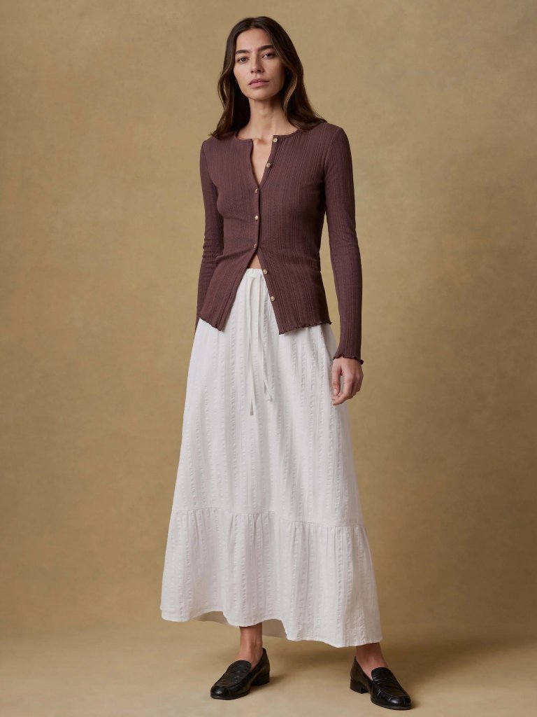 Faherty Dune Cotton Gauze Rees Skirt In White